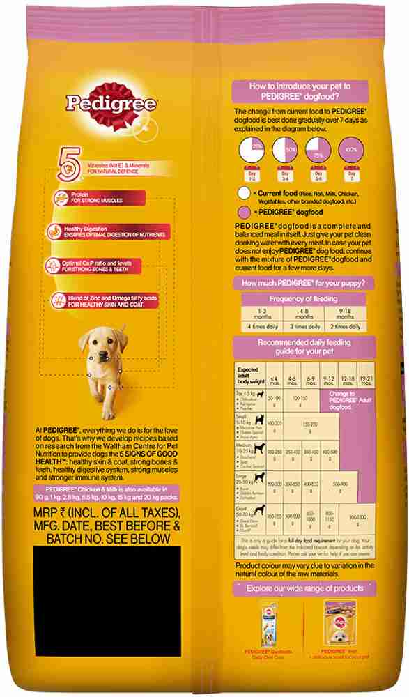 Pedigree puppy chicken and rice sales