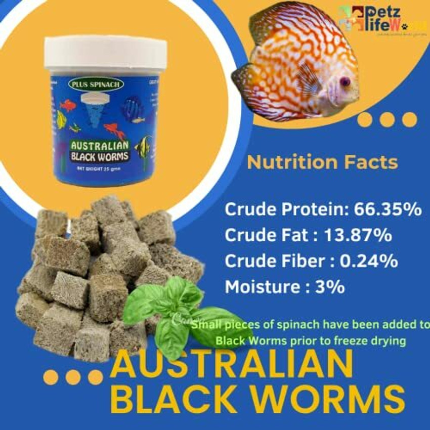VAYINATO Australian Black Worms Freeze Dried Natural Fish Food for