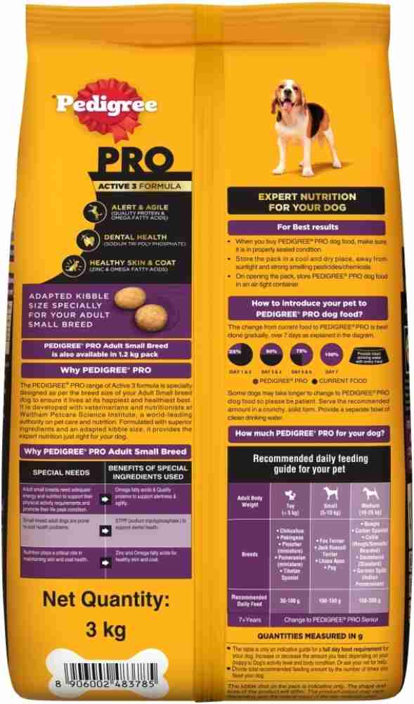 PEDIGREE PRO Adult Small Breed 9 Months Onwards 3 kg Dry Adult Dog Food