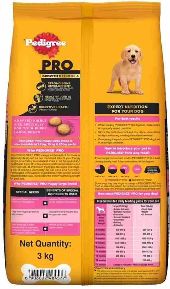 PEDIGREE PRO Puppy Large Breed 3 18 Months 3 kg Dry New Born Dog Food Price in India Buy PEDIGREE PRO Puppy Large Breed 3 18 Months 3 kg Dry New Born Dog