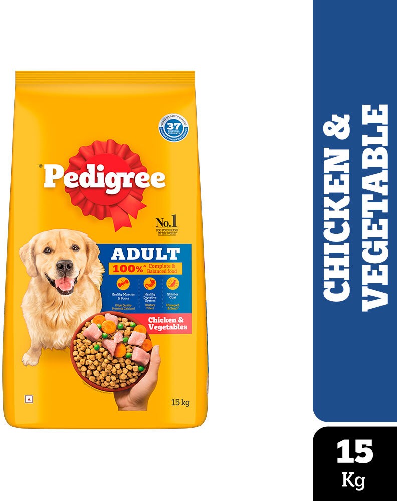 PEDIGREE Adult Chicken Vegetable 15 kg Dry Adult Dog Food Price in India Buy PEDIGREE Adult Chicken Vegetable 15 kg Dry Adult Dog Food online at Flipkart