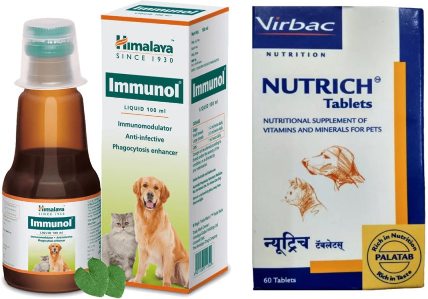 HIMALAYA Immunol Liquid 100ml Virbac Nutrich Tablets 60Pcs Pet Health Supplements Price in India Buy HIMALAYA Immunol Liquid 100ml Virbac Nutrich Tablets 60Pcs Pet Health Supplements online at Flipkar...