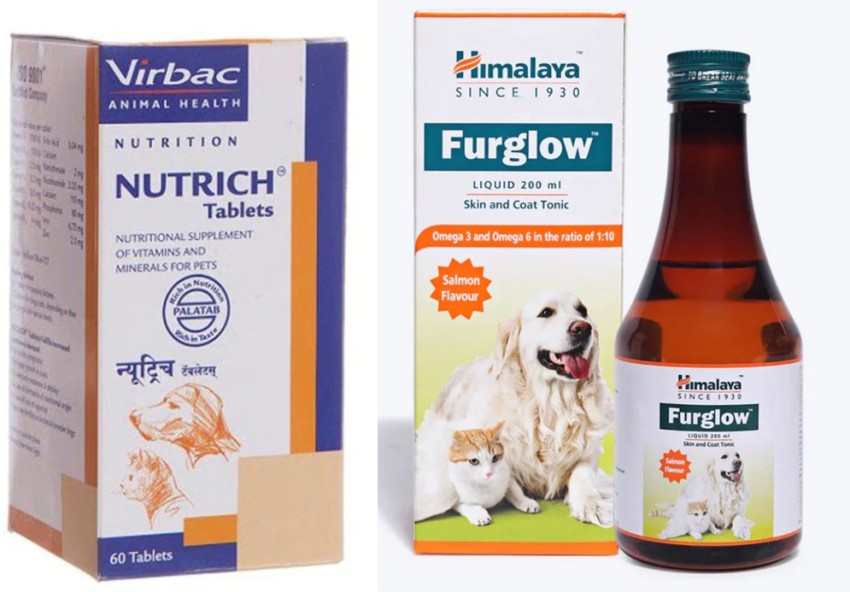 HIMALAYA Furglow Liquid 200ml Virbac Nutrich Tablets 60 Pcs Pet Health Supplements Price in India Buy HIMALAYA Furglow Liquid 200ml Virbac Nutrich Tablets 60 Pcs Pet Health Supplements online at Flipk...