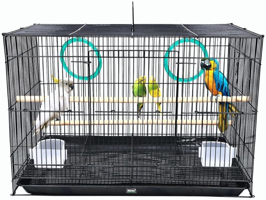 Buraq PETS 2 FT Bird Cage Best for Lovebird/Pet, Parrot, Parakeet, Budgie, Cockatiel Cage Large Bird Cage (Size: 23.5" Long, 16.5" Wide and 16" Height) With 2 cups , 2 Perches ,