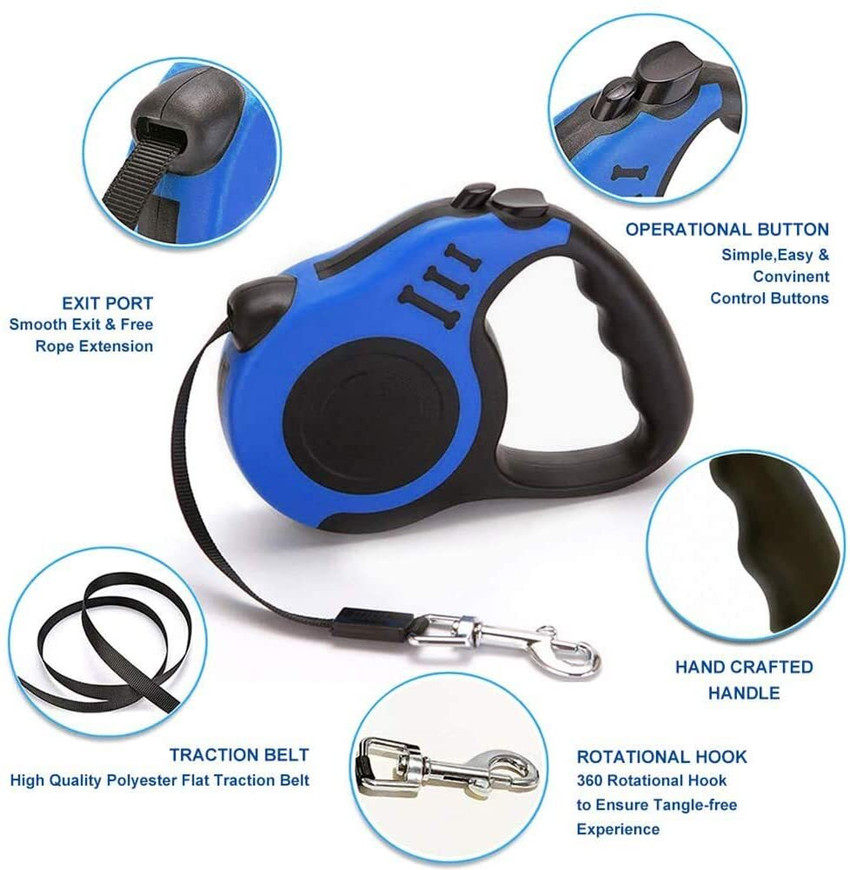 Xydrozen Retractable Lightweight Dog Leash Blue 500 cm Dog Cat
