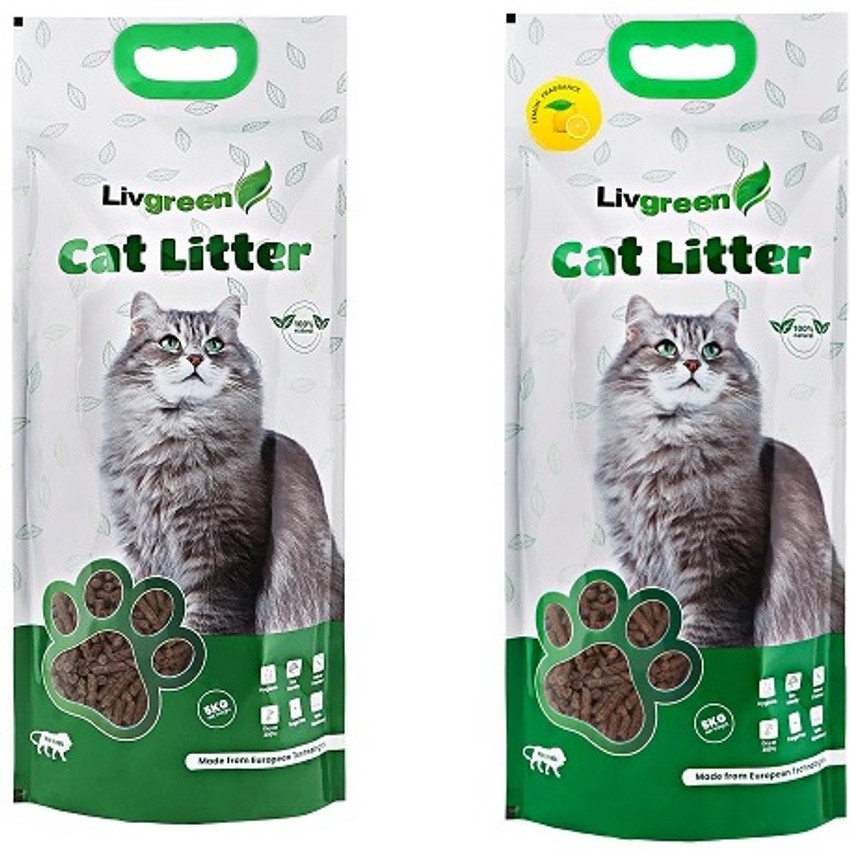 livgreen Wood Cat Sand for Poop Pee Natural Lemon Scented 10kg