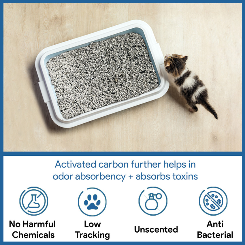Activated charcoal store cat litter