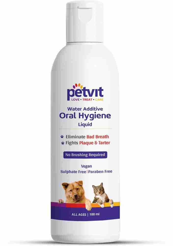 Petvit Oral Hygiene Liquid with Green Tea Tartar and Plaque Remover for Teeth Cleaning Eliminate Bad Breath and Prevent Oral Disease Paraben Free pH Balance For All Breed Dog