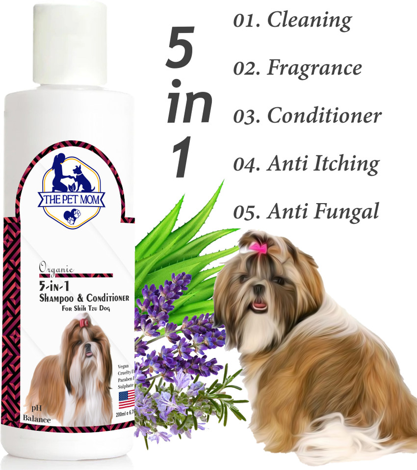 THE PET MOM 5 In 1 Shampoo Conditioner For Shih Tzu Dog Puppy Deep Cleans Refreshing Conditioning Fresh Fragrance Anti Itching Anti Fungal Bad Odor All Dog Breed