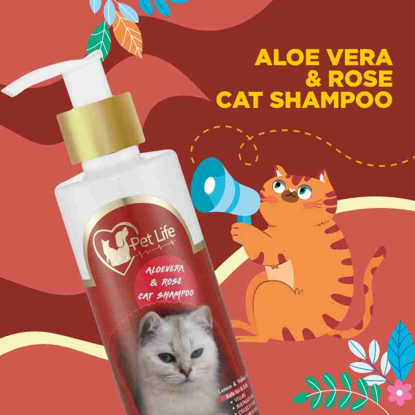 Pet Life Organic Aloevera Rose Cat Shampoo For Healthy Shiny