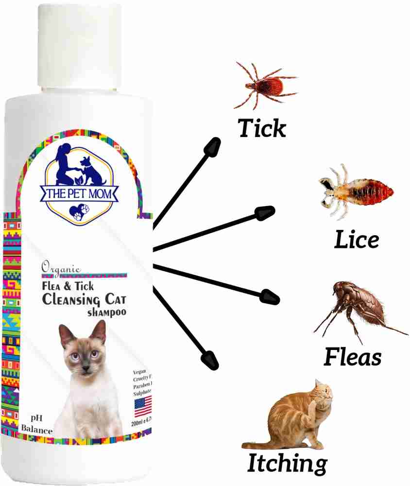 THE PET MOM Organic Flea Tick Cleansing Persian Cat Shampoo for Ticks Lice Flea and Tick Anti itching Conditioning Fresh Fragrance Easy To Use Cat Tick Shampoo for All Cat Breed Cat