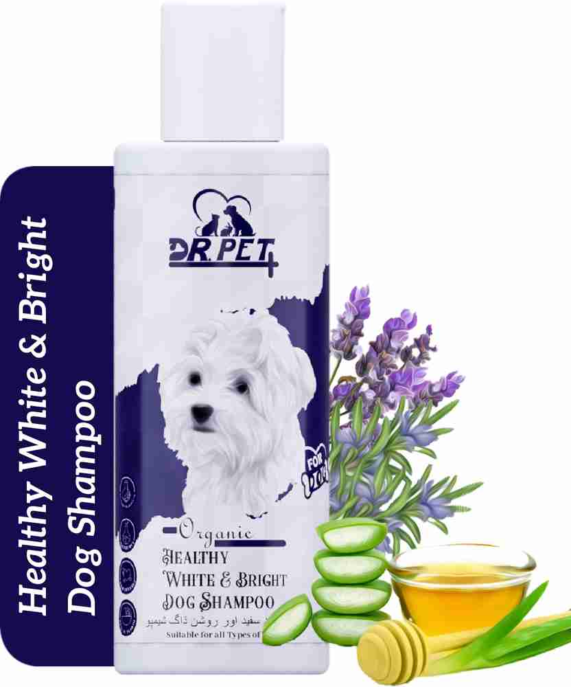 DR PET PLUS Organic Healthy White Bright Dog Shampoo For White Dog Deeply Cleanse Coat Conditioning Whitening and Color Enhancing Fresh Soothing Fragrance Eliminates Bad Odor For All White