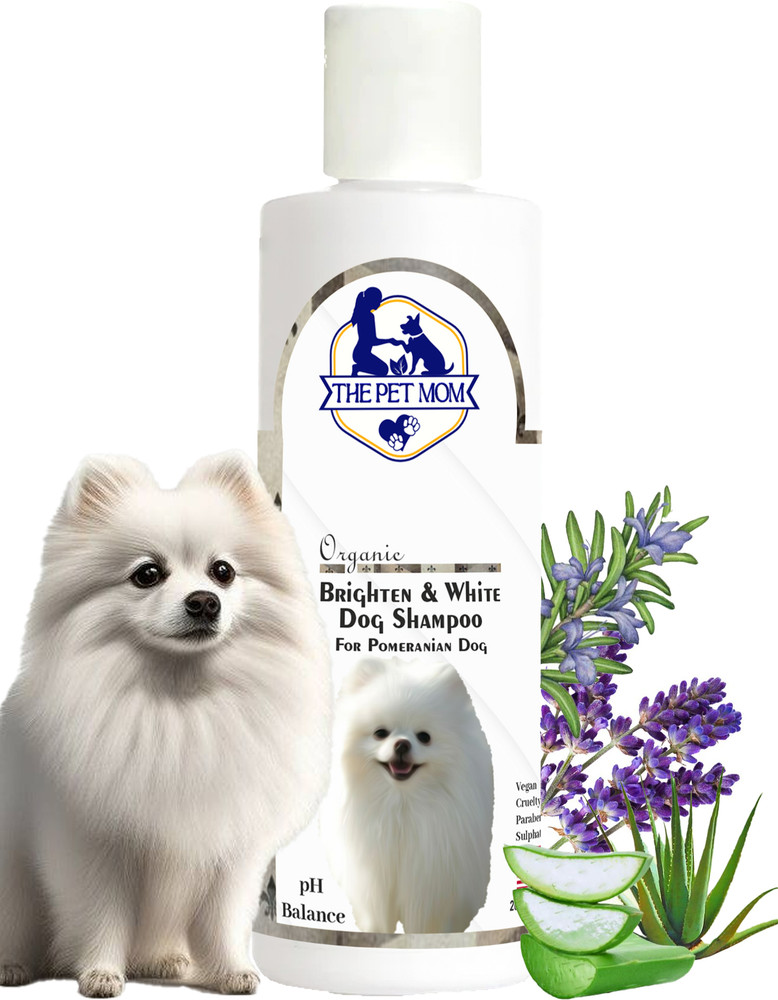 THE PET MOM Brighten White Dog Shampoo For Pomeranian Dog Puppy Deep Clean Softens Conditioning Whitening and Color Enhancing Fresh Fragrance Coat Wash Shampoo For All Dog Breed Dog Shampoo