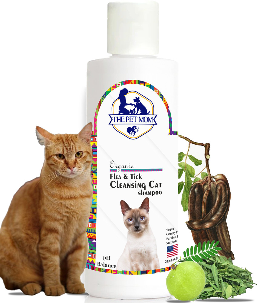 THE PET MOM Organic Flea Tick Cleansing Persian Cat Shampoo for Ticks Lice Flea and Tick Anti itching Conditioning Fresh Fragrance Easy To Use Cat Tick Shampoo for All Cat Breed Cat