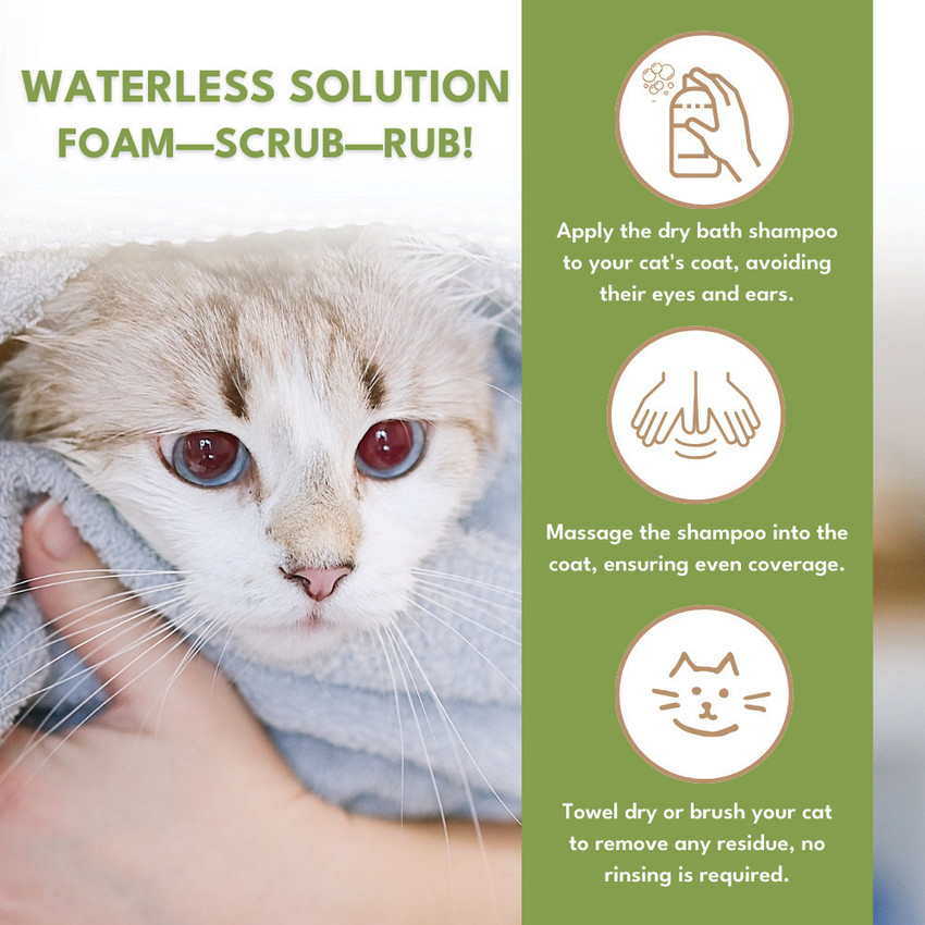 Petroyale Dry Bath Foam Shampoo for Cats Tick Flea Itch Relief for Quick Bath Allergy Relief Anti dandruff Anti fungal Anti itching Flea and Tick Itch Relief Mild Lemongrass Cat Shampoo Price in India