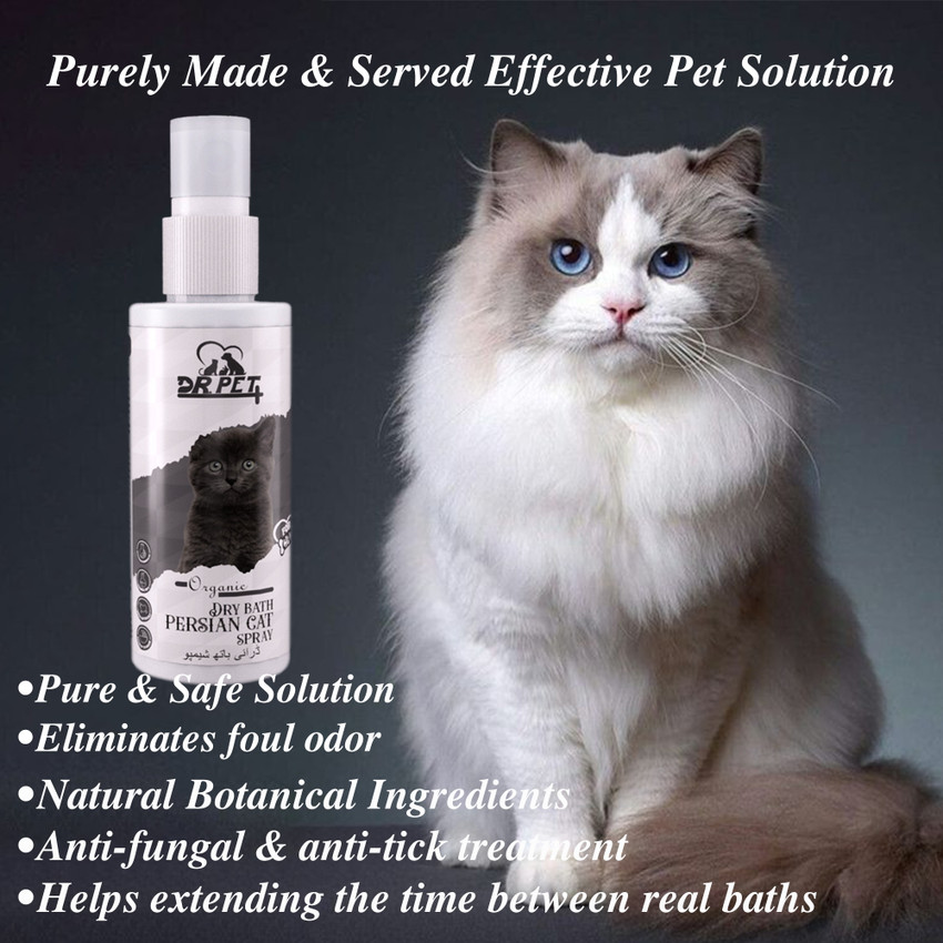 DR PET PLUS Organic Dry Bath Persian Cat Shampoo for Clean