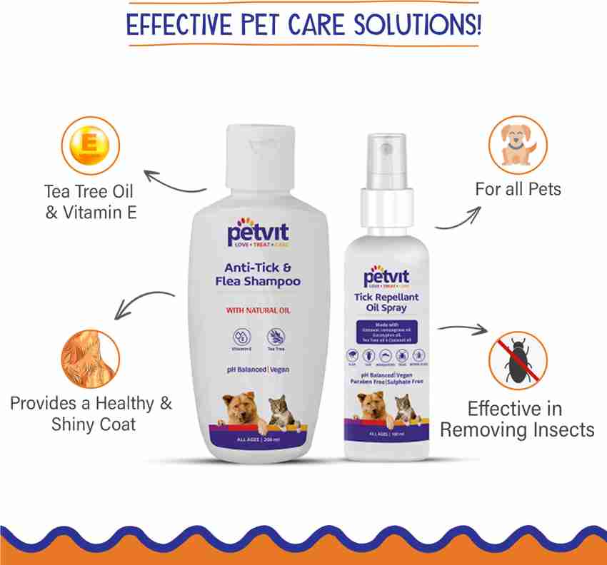Petvit Anti Tick Dog Shampoo And Tick Spray For Dogs Combo Flea and Tick Tea Tree Oil Lemon Grass Oil Dog Shampoo Price in India Buy Petvit Anti Tick Dog Shampoo