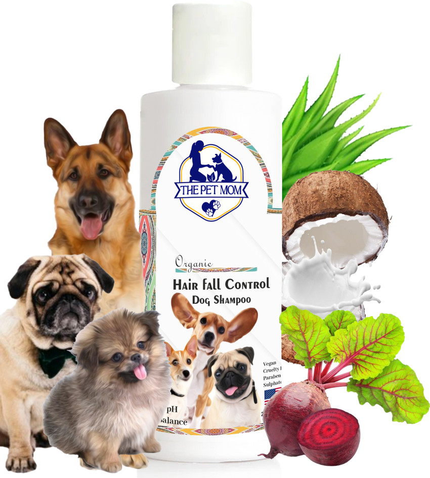 THE PET MOM Organic Dog Shampoo Hair Fall Control Dog Hair Shed Control Strengthening Coat Conditioning Fresh Reduces Hair Fall Cleans Conditions De Shedding Cleanser All Dog Breed Dog Shampoo Price i...
