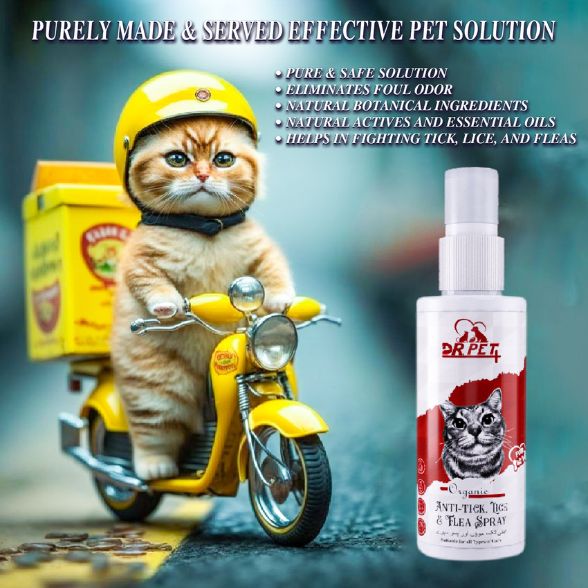 DR PET PLUS Organic Anti Tick Lice Flea Spray For Cat Kitten