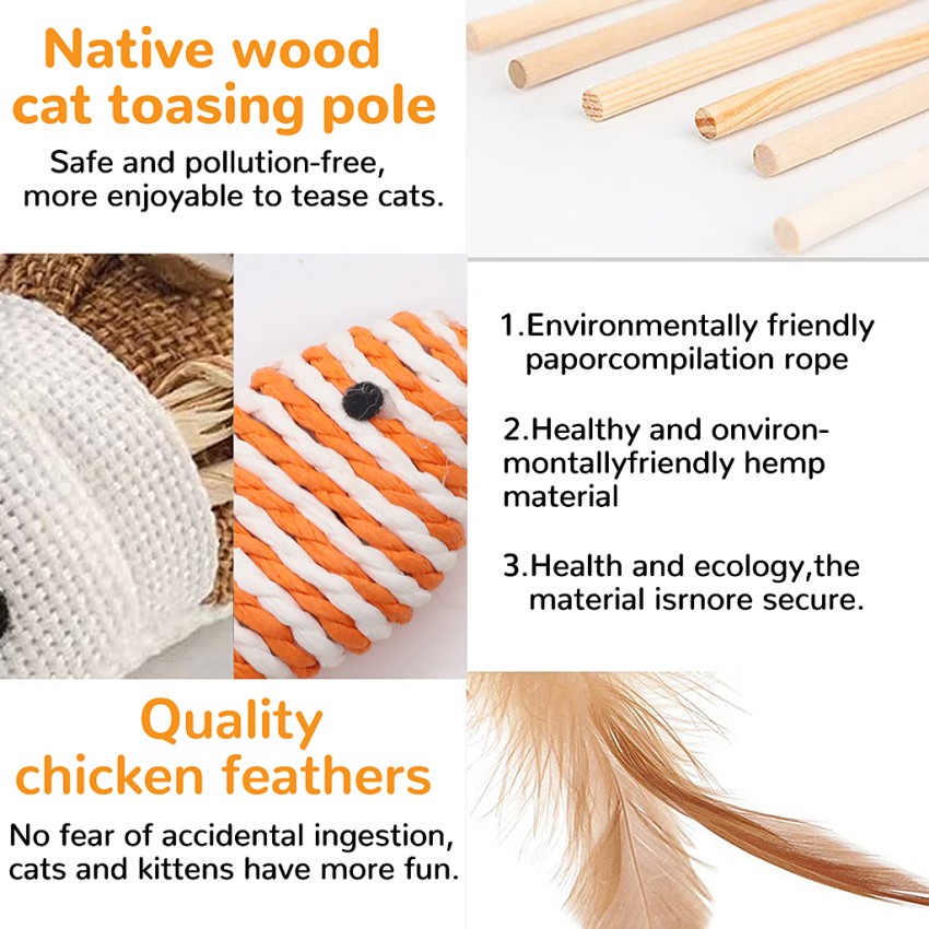 PALAY Cat Teaser Wand Fishing Rod with Mouse Natural Feathers Toys for Cat,Cat  Toys Wooden Stick For Cat Price in India - Buy PALAY Cat Teaser Wand  Fishing Rod with Mouse Natural