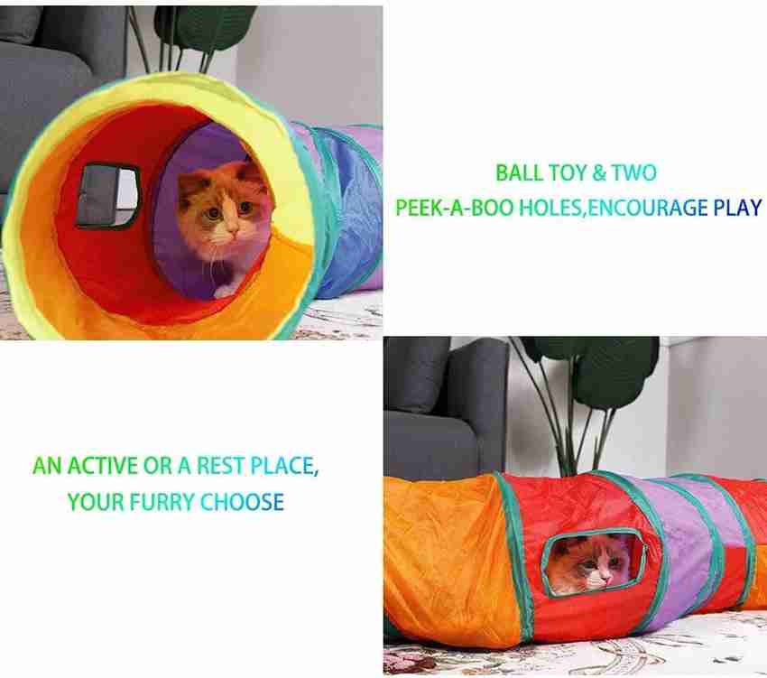 HASTHIP Cat Toys 3 Way Cat Tunnel Pet Tube Collapsible Play Toy