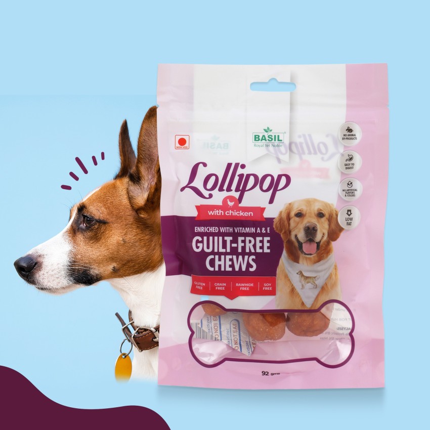 BASIL Pet Treats and Chews Lollipop with Chicken 92 94 gms for