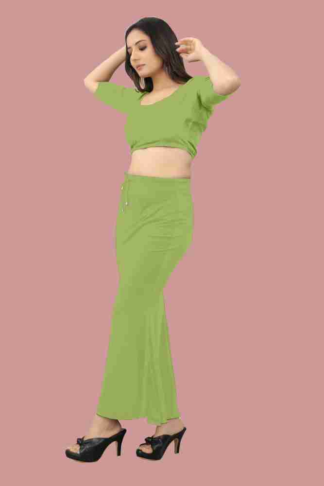 vaitan Saree Petticoat Shapewear Combo Pink Green Lycra Blend