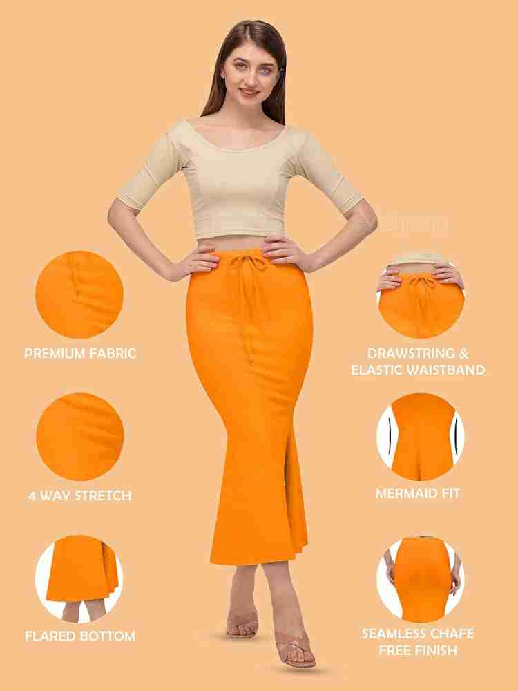 DRESQUE STORE Stylish Fishcut Saree Shapewear Orange (3XL) Lycra Blend  Petticoat Price in India - Buy DRESQUE STORE Stylish Fishcut Saree Shapewear  Orange (3XL) Lycra Blend Petticoat online at