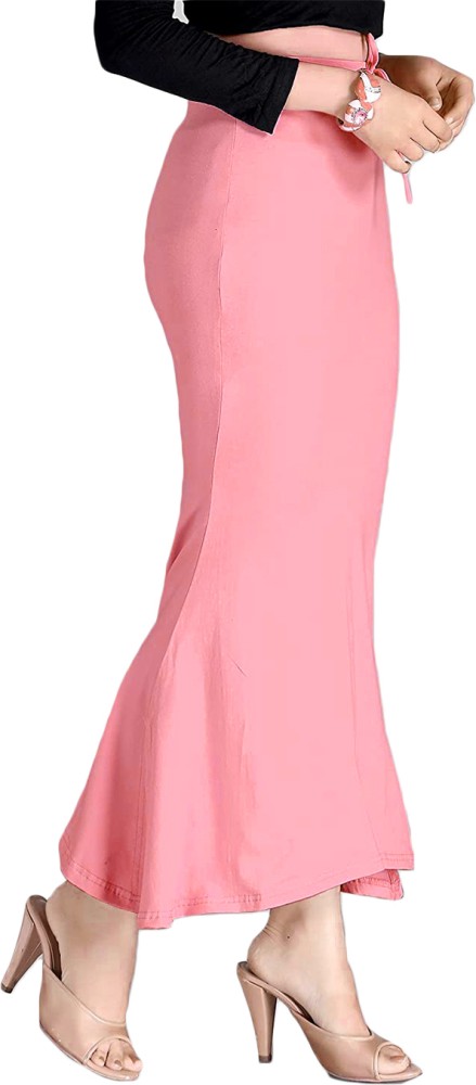 Buy Peach Shapewear Saree Petticoat In Cotton Lycra With Elastic Waistband  And Slit KALKI Fashion India