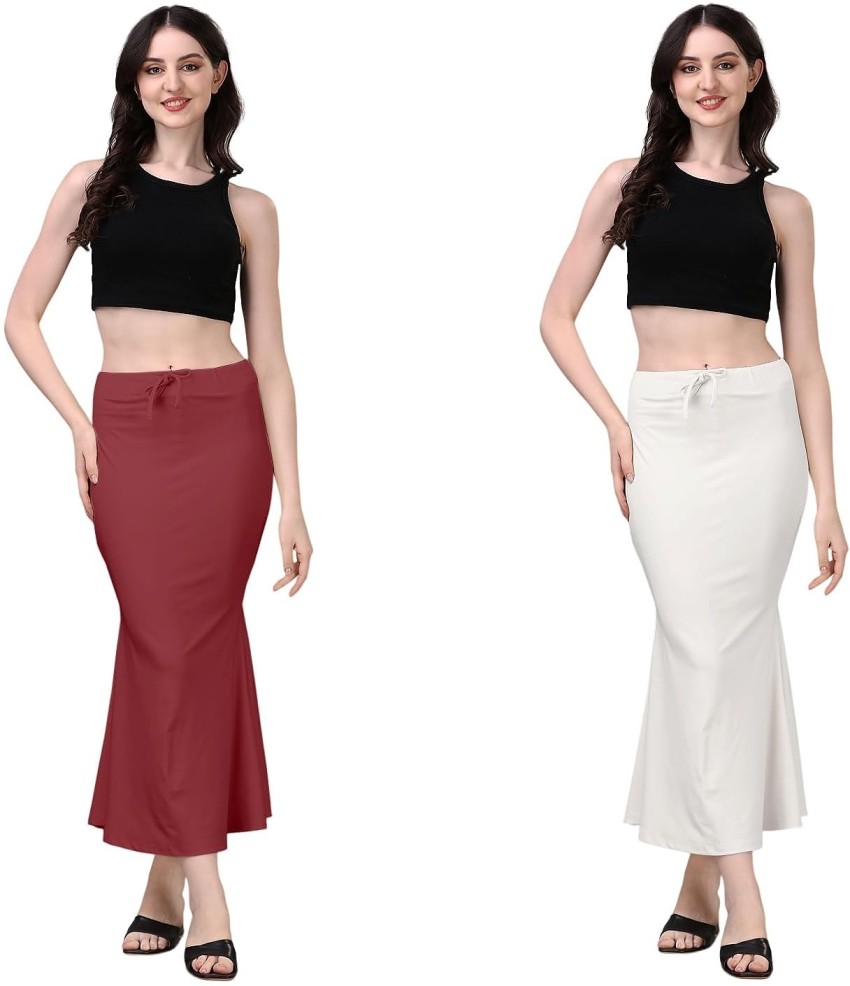 HESOFY Flared Saree Shapewear White&Maroon Cotton Blend Petticoat Price in  India - Buy HESOFY Flared Saree Shapewear White&Maroon Cotton Blend  Petticoat online at