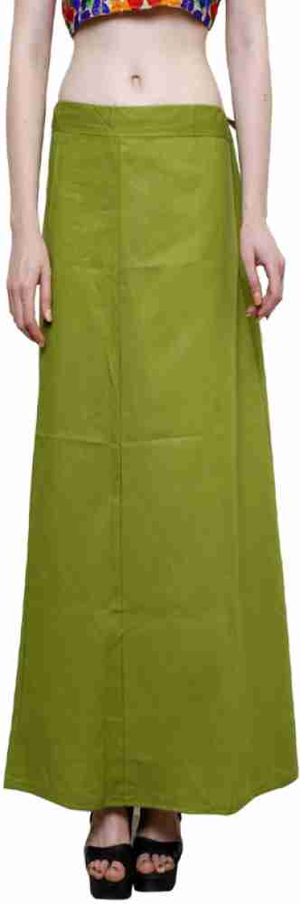 SCUBE DESIGNS Saree Shapewear Green Petticoat (M) Nylon Blend