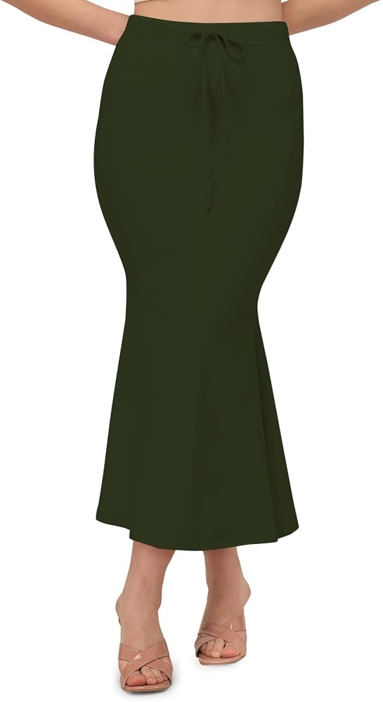 FISHCUT Women's bottle green Lycra Full Elastic Drawstring Saree Shapewear  Petticoat Daily and party wear