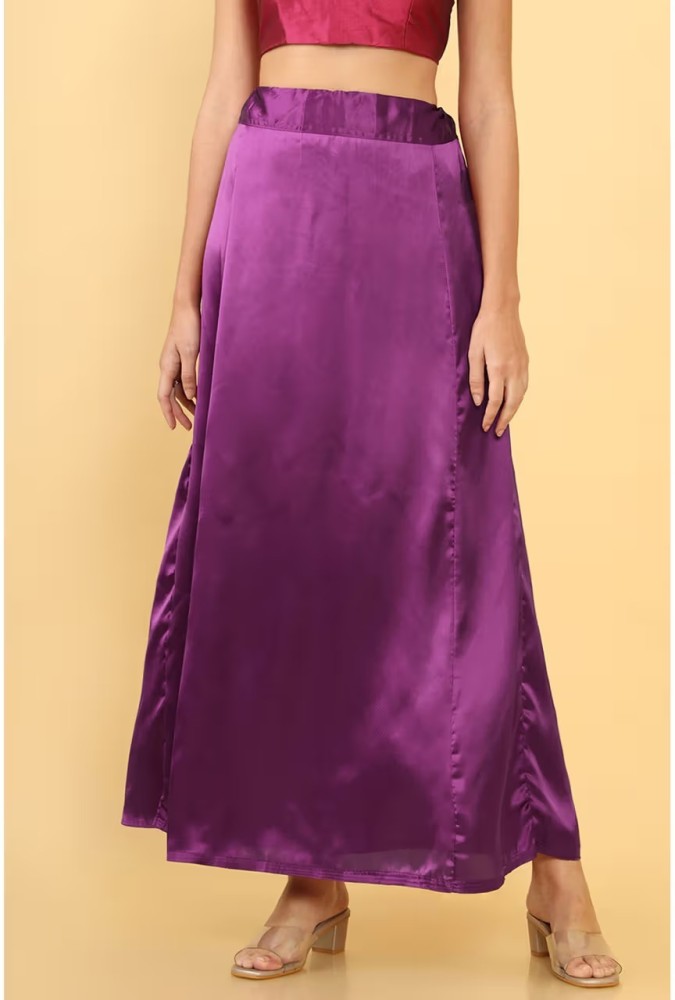 Lootnixx SATIN_SP_DARK_PURPLE_L Pure Satin Petticoat Price in