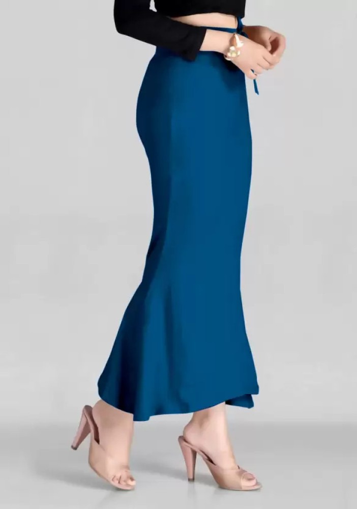 BEMRUZ Flared Saree Shapewear Teal Lycra Blend Petticoat Price in
