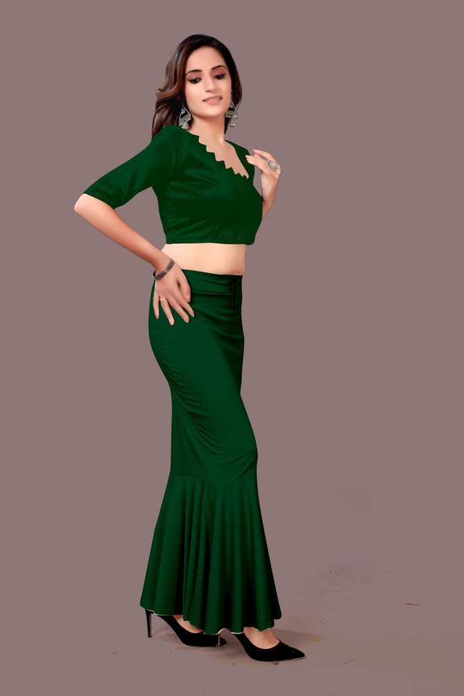 Traditional Flare Saree Shapewear Petticoat Color Green Size Medium For  Women