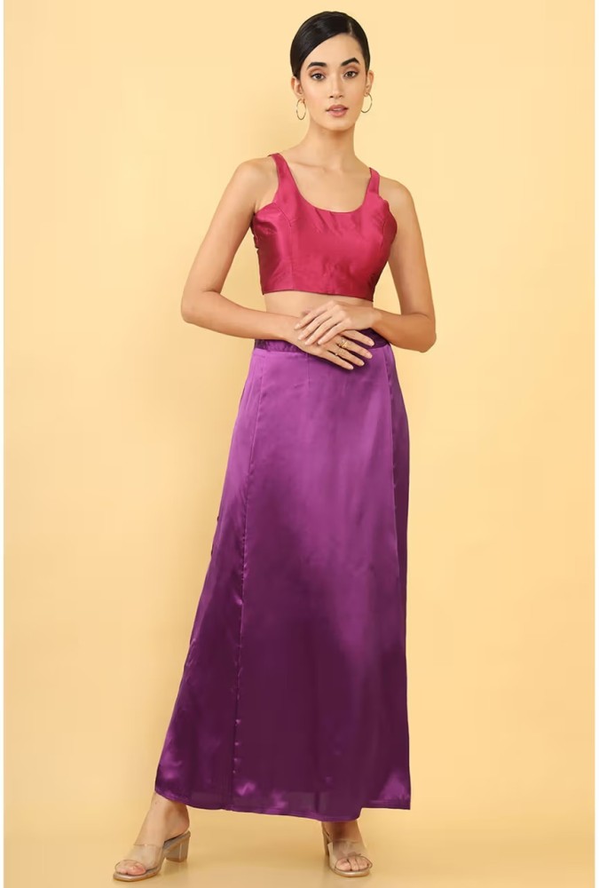 Lootnixx Pure Satin Petticoat for Net Sarees (Free Size) (Purple) :  : Fashion