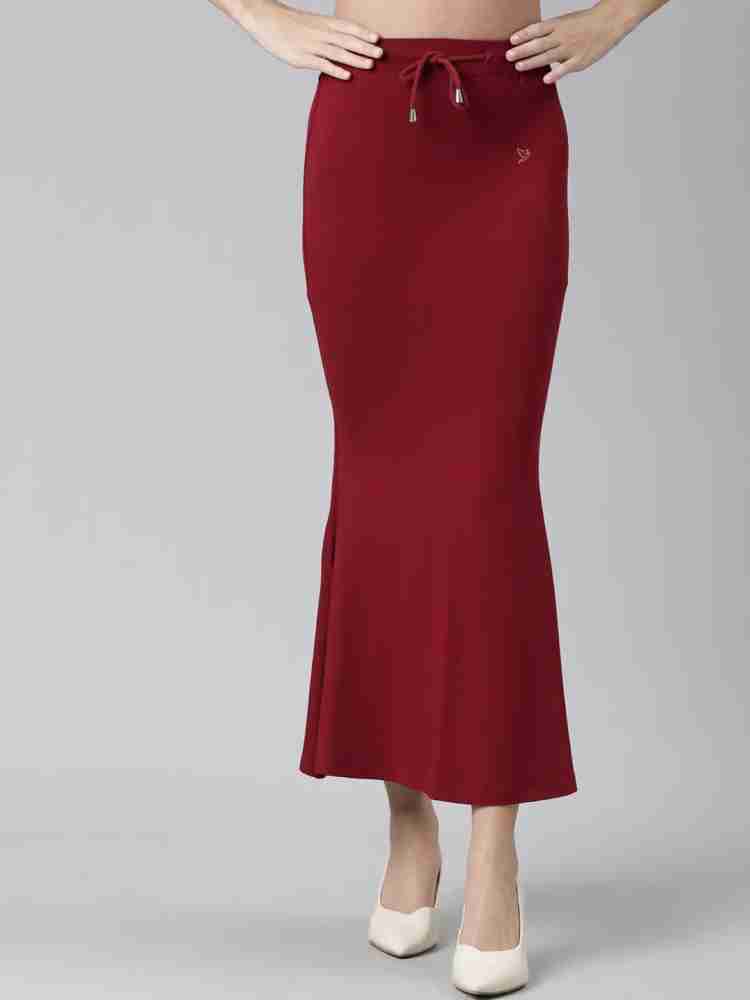 DRESQUE STORE Flared Saree Shapewear Maroon (L) Lycra Blend