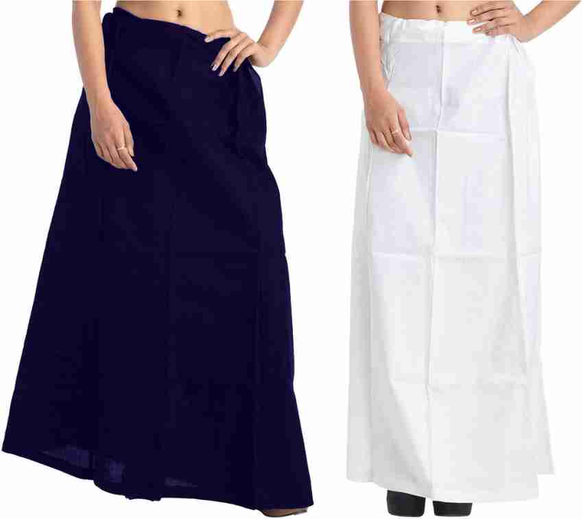 Navy Blue Saree Inskirt Petticoat Cotton - Free Size