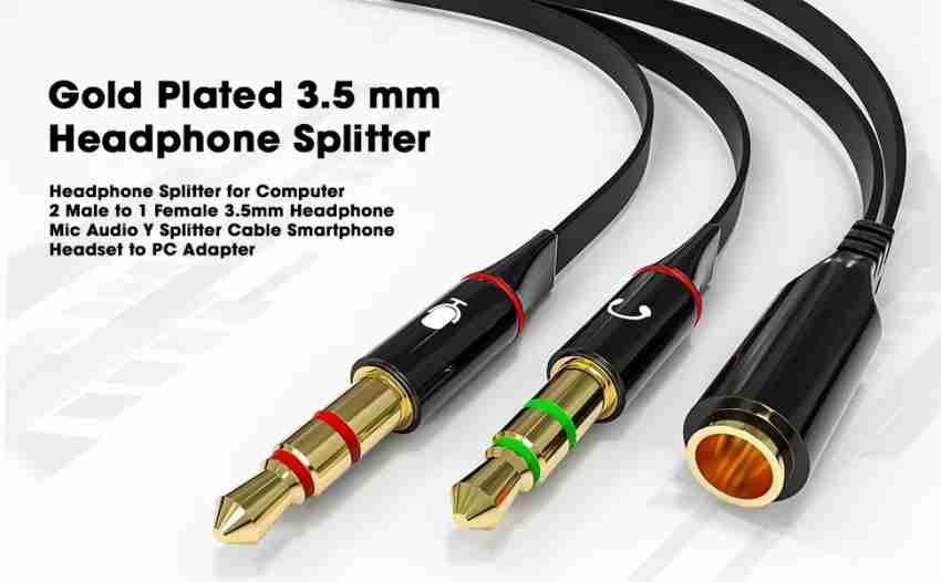 3.5mm Female to 2 Male Jack Headphone Headset Microphone Y Splitter Audio  Cable