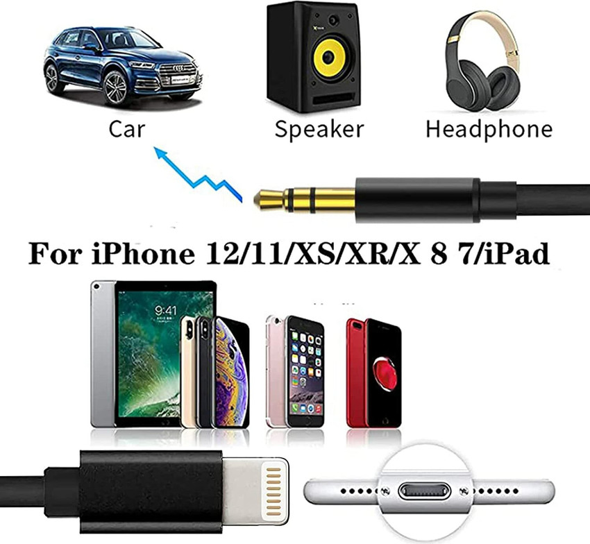 ASTOUND Black HD Aux Cord for iPhone Lightning Aux Cable Phone