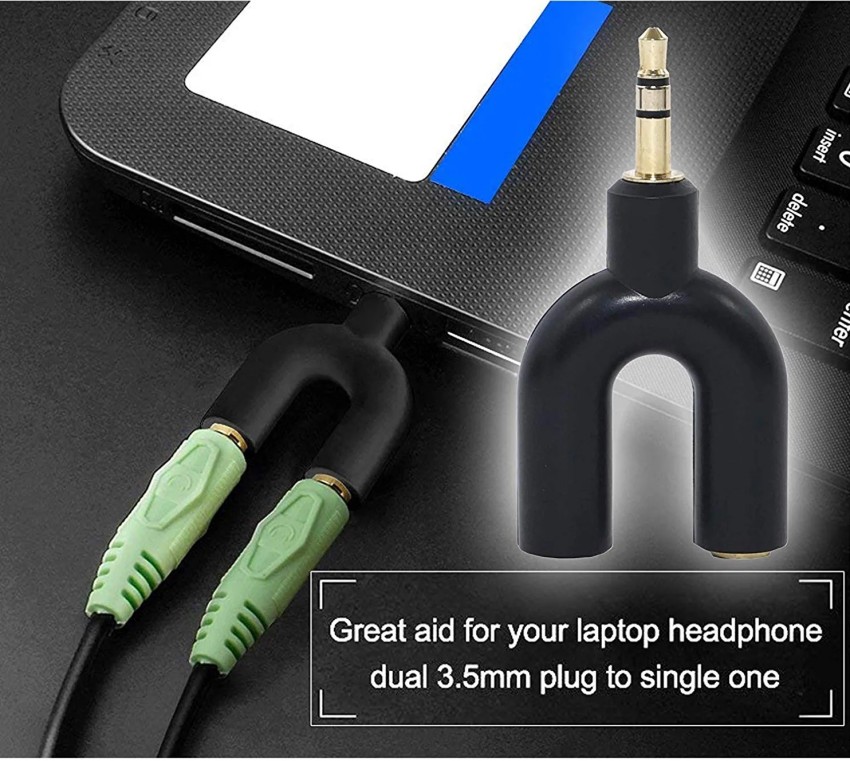 RiaTech Black - 3.5mm Audio Jack to Headphone Microphone Splitter Converter  Adaptor Specially Design for Mobile Tablet and Laptop(Only 1 Input for