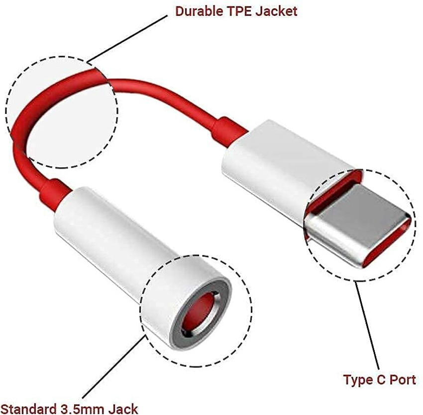 AZMKIMI Type C 0.6 m OnePlus Type C to 3.5mm Splitter Audio Jack Converter Adapter Headphones Jack Compatible with only OnePlus Devices 10R 10T 10 Pro and 7T 8T 9 Pro Devices Earphone s