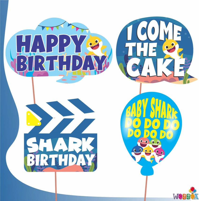 Wobbox Happy Birthday Baby Shark Theme Photo Booth Party Props Blue &  Yellow Photo Booth Board Price in India - Buy Wobbox Happy Birthday Baby  Shark Theme Photo Booth Party Props Blue