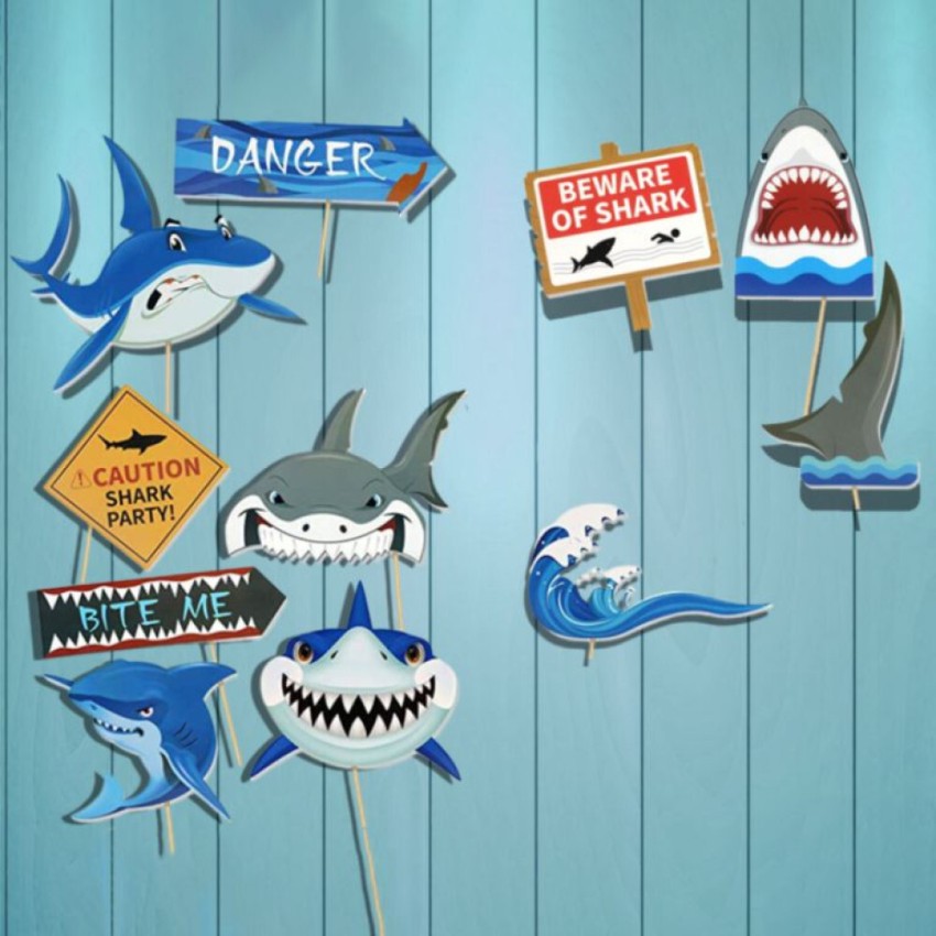 Partywala Shark Theme Party Stick Props Set Of 10Pcs Photo Booth Board  Price in India - Buy Partywala Shark Theme Party Stick Props Set Of 10Pcs  Photo Booth Board online at