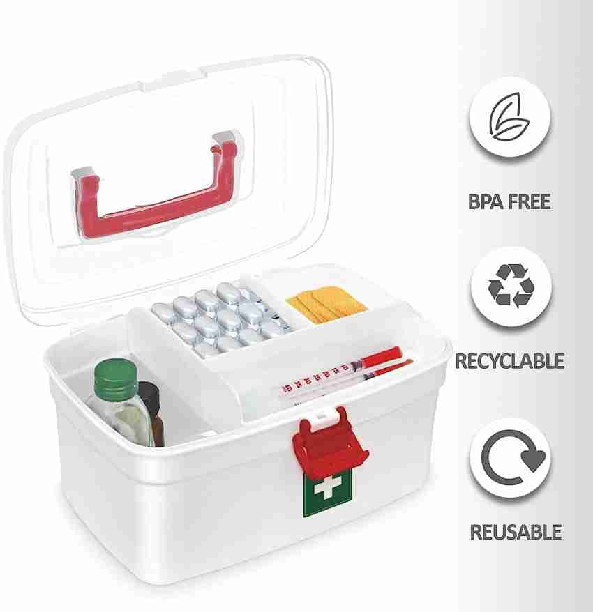 DALUCI First Aid Box Lockable Medicine Box with Detachable Tray & Handle  Medical Kit/ First Aid Kit Price in India - Buy DALUCI First Aid Box  Lockable Medicine Box with Detachable Tray