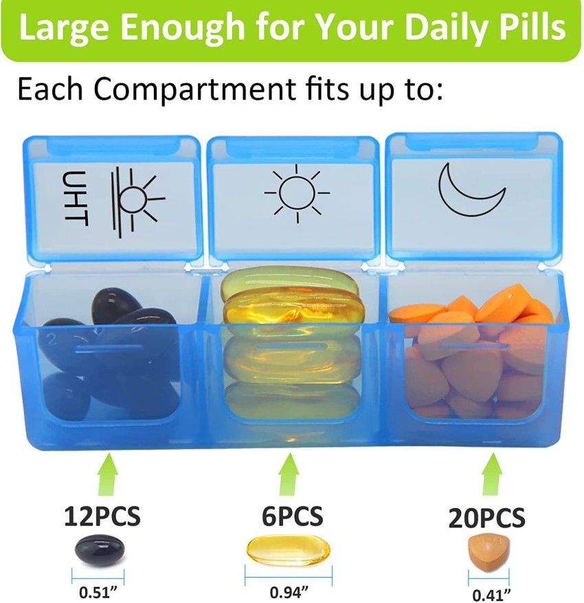 Zeinwap Weekly Pill Organizer 3 Times A Day 7 Day Pill Box – Non-BPA Food  Grade Plastic – Lightweight and Travel Friendly Pill Box Price in India -  Buy Zeinwap Weekly Pill