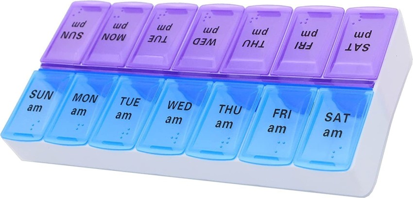 2PCs Weekly Pill Box Organizer 7 Day AMPM Organizer Case Medicine Removable  Pill