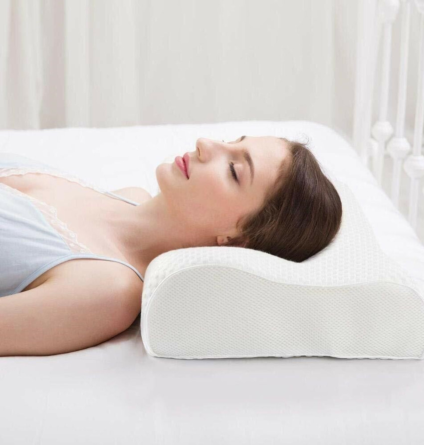 REZAA HOMEZZ Cervical Contour Memory Foam Pillow Stomache Side