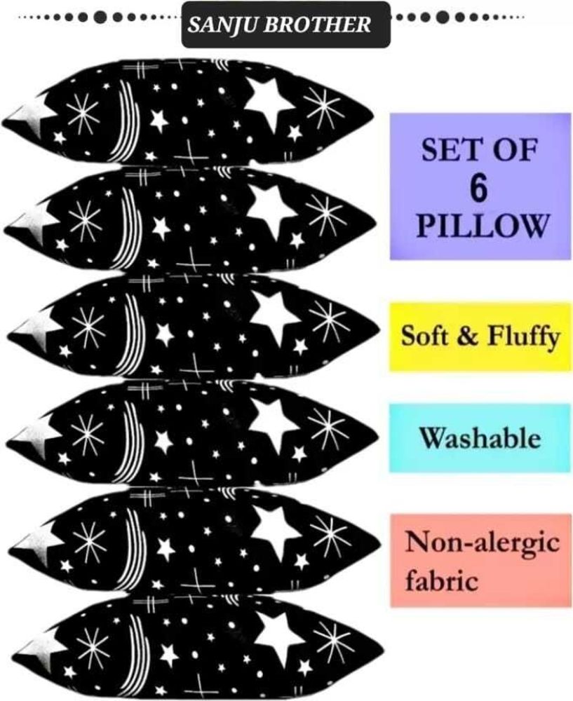 SANJU BROTHER LOXURY Microfibre Solid Sleeping Pillow Pack of 6