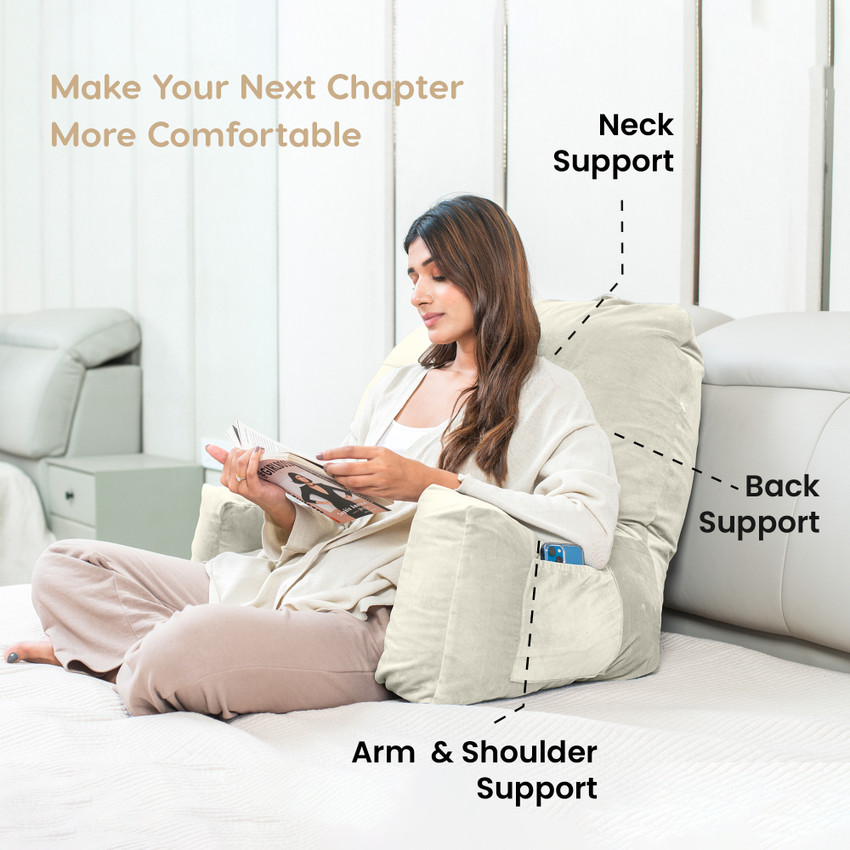 Bed pillow for reading with deals arms